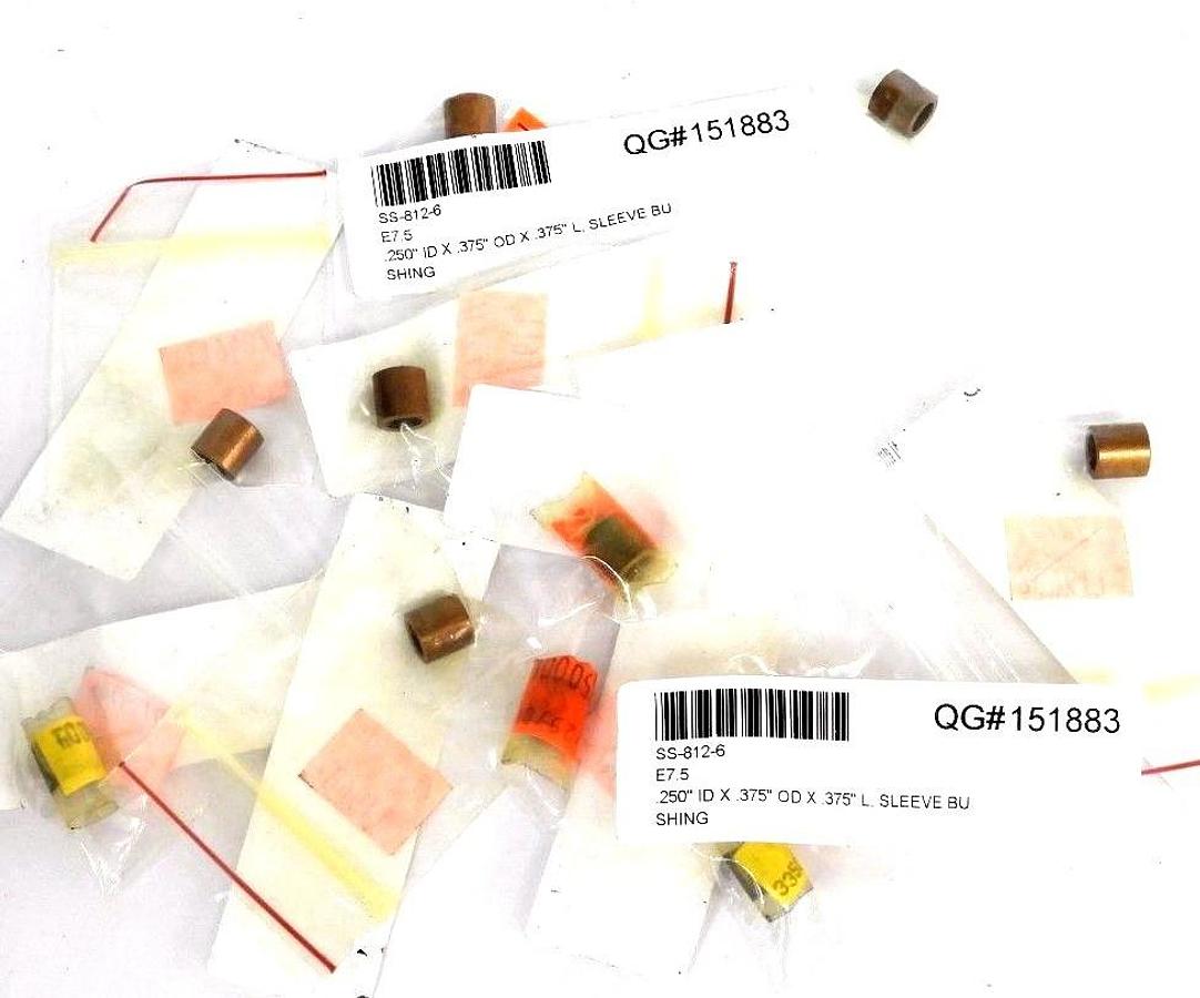Used LOT OF 10 NEW SYMMCO SS-812-6 BRONZE BUSHINGS, .250'' ID X .375'' OD X .375'' L