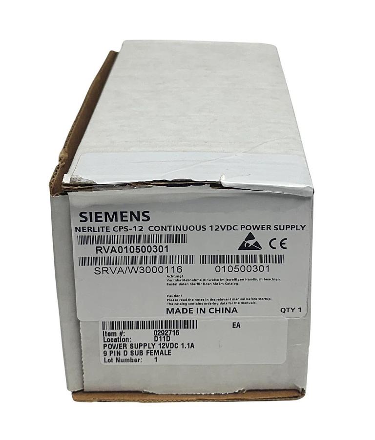 SIEMENS RVA010500301 / CPS-12 NERLITE CONTINUOUS 12VDC POWER SUPPLY 1.1A NSMP