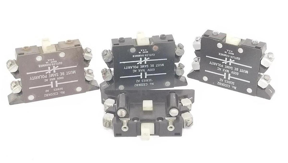 Used LOT OF 4 CUTLER HAMMER C320KB2 AUXILIARY CONTACTS SER. A2 600VAC