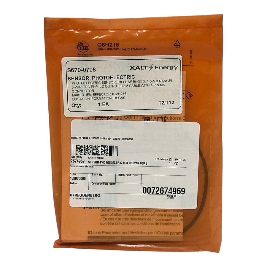Used ifm electronic O8H216 O8H-HPKG/IO-Link/0,30M/AS/4P Sensor - NSFS