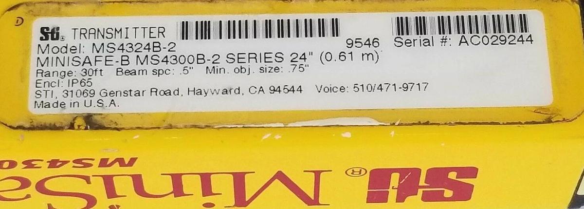 Used STI MS4324B-2 MINISAFE B MS4300B-2 SERIES 24'' TRANSMITTER
