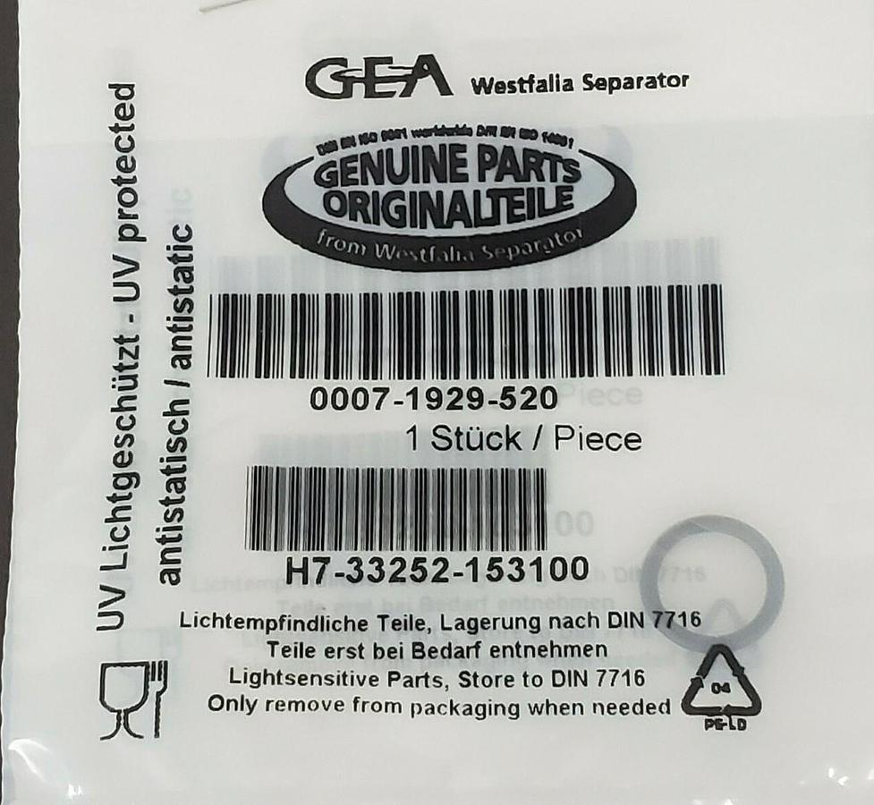 Used LOT OF 3 NEW GEA WESTFALIA 0007-1929-520 O-RINGS 00071929520