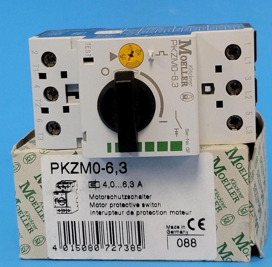 Used NIB KLOCKNER MOELLER PKZM0-6,3 MOTOR-PROTECTIVE CIRCUIT BREAKER 4.0...6.3A