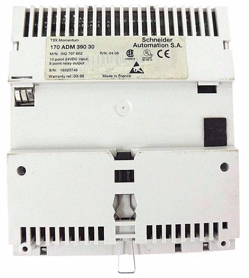Used SCHNEIDER MODICON 170ADM39030 I/O BASE, 24VDC - 10PT IN 8PT RELAY OUT R/N: 04.08