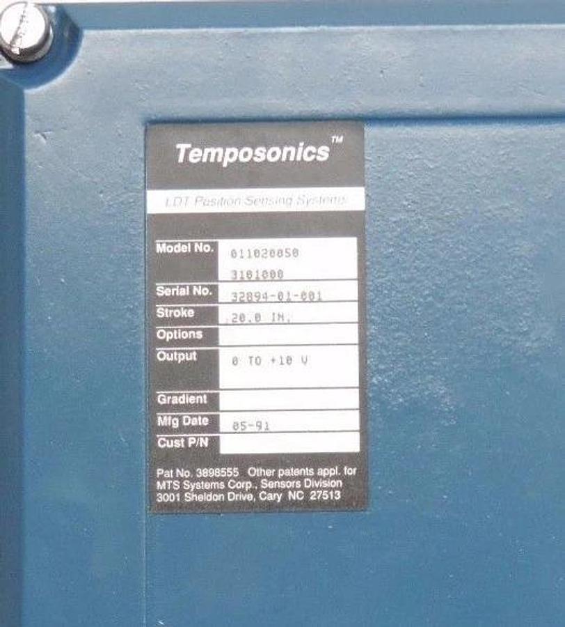 Used TEMPOSONICS 011020050 3101000 LDT POSITION SENSOR 20" STROKE 0-10V