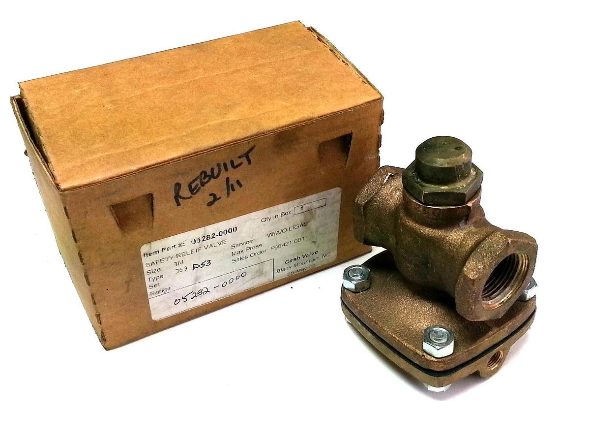 Used CASH VALVE 05282-0000 SAFETY RELEIF VALVE 3/4'' 052820000 REBUILT