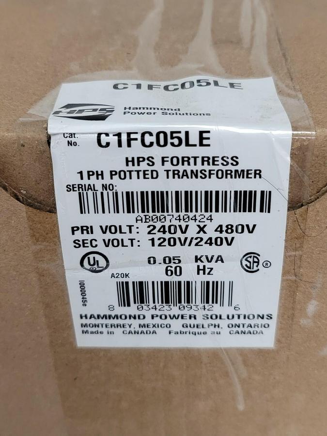 Used NIB HPS HAMMOND C1FC05LE 1PH POTTED TRANSFORMER 0.05KVA 60HZ