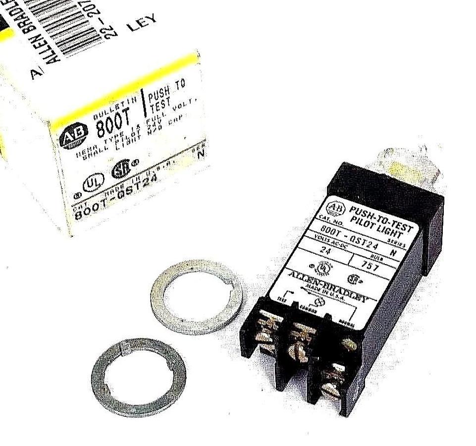 Used NIB ALLEN BRADLEY 800T-QST24 SER. N PUSH-TO-TEST PILOT LIGHT W/O CAP 800TQST24