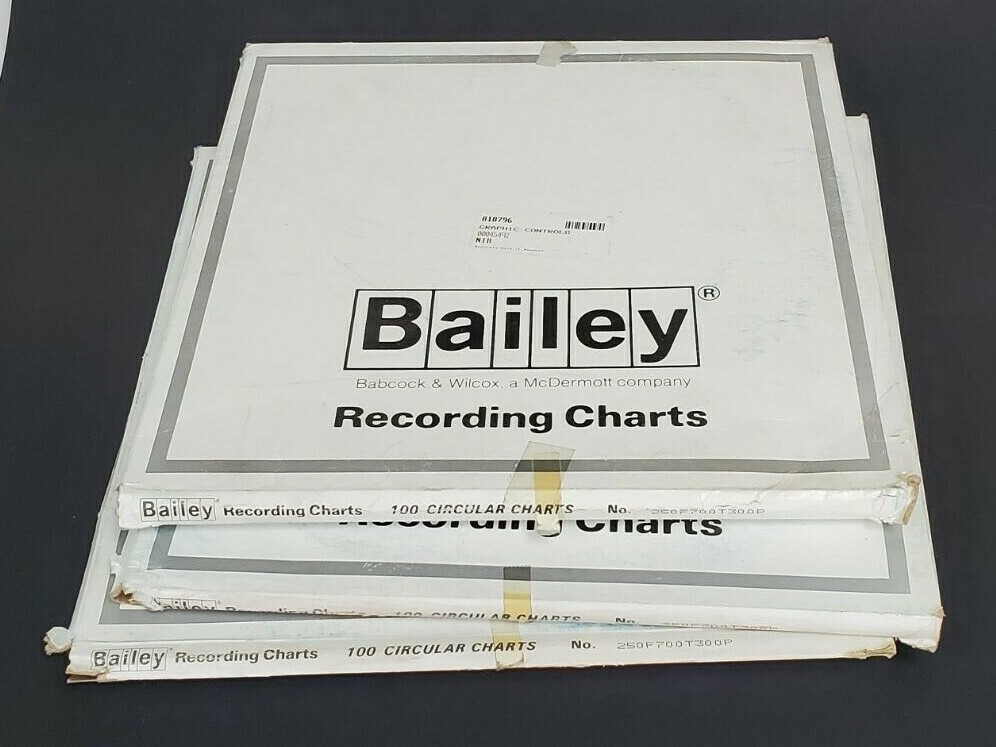 Used LOT OF 3 BOXES OF 100 NEW BAILEY 250F700T30 RECORDING CHARTS 11.125" 00045492