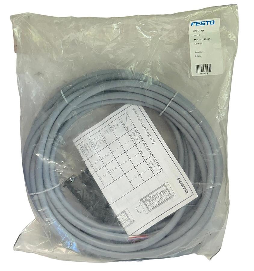 Used FESTO KMP3-25P-16-10 / 18625 CONNECTING CABLE 10M LENGTH 24VDC KMP325P1610 NSFS