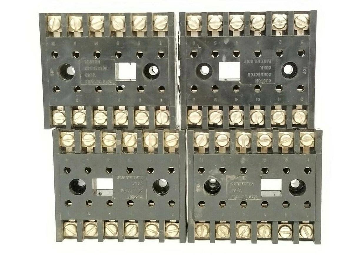 Used LOT OF 4 CUSTOM CONNECTOR CORP. SD12 RELAY BASES