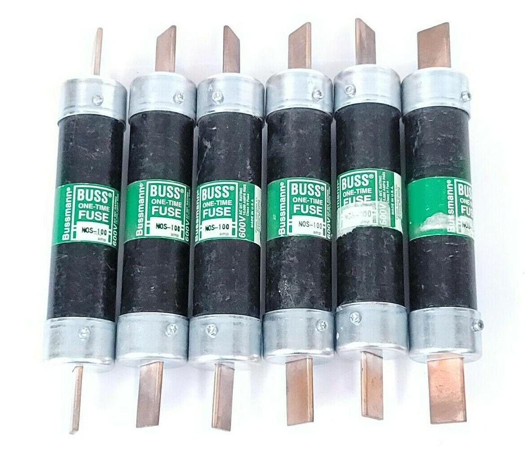 Used LOT OF 6 COOPER BUSSMANN NON-100 ONE-TIME FUSES NON100