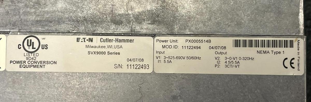 Used EATON SVX003A1-5A4B1 Variable Frequency Drive 3HP 600V 3-Phase SVX9000 VFD