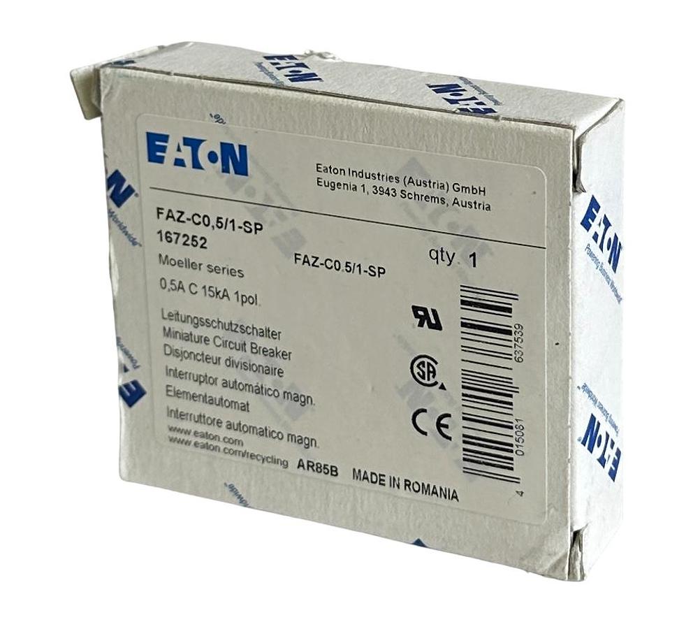 Used NEW EATON FAZ-C0,5/1-SP / 167252 MOELLER SERIES 0.5A CIRCUIT BREAKER 1POL 15kA