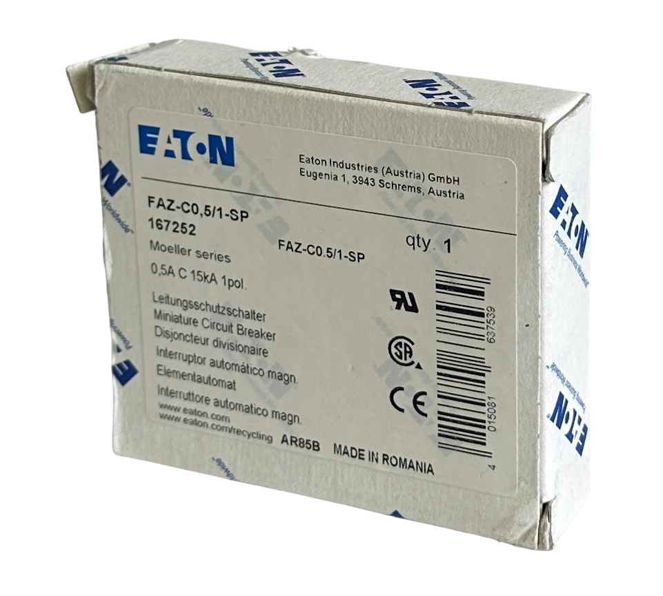 Used NEW EATON FAZ-C0,5/1-SP / 167252 MOELLER SERIES 0.5A CIRCUIT BREAKER 1POL 15kA