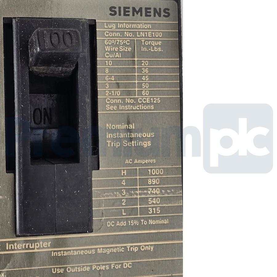 Used Siemens I-T-E ED63A100 Sentron Circuit Breaker | 100A 600V 3P | ED6-ETI w/Trip