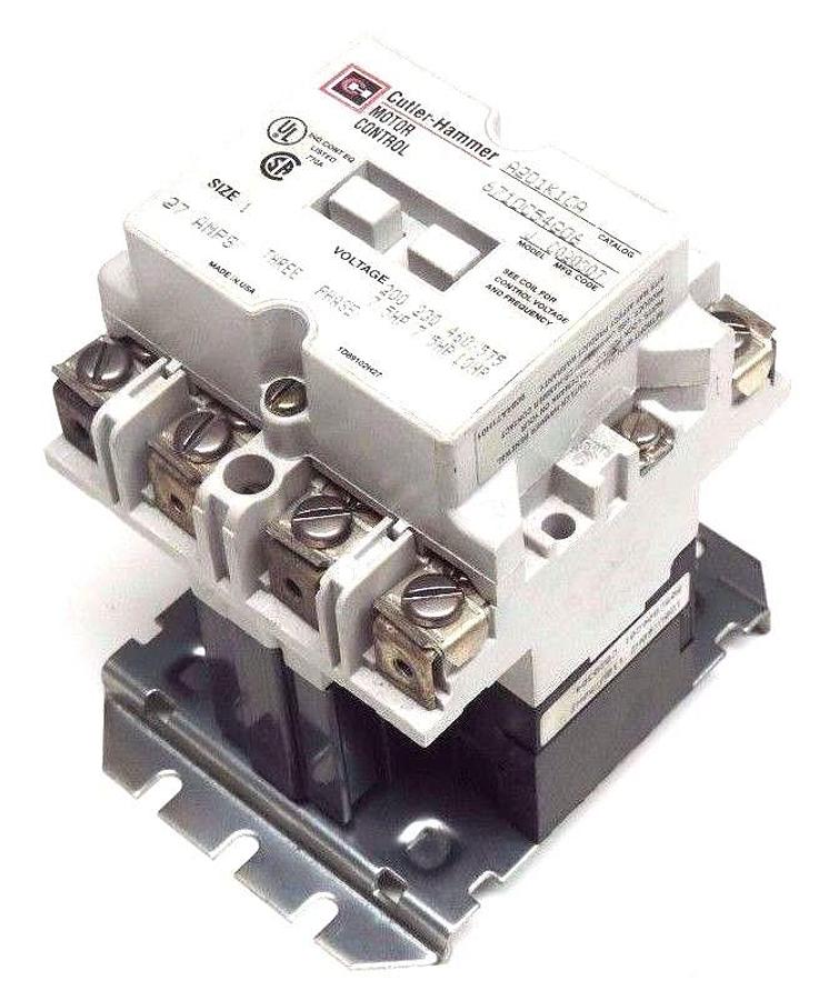 Used CUTLER HAMMER A201K1CA CONTACTOR MODEL J, 6710C54G06, SIZE 1, 27AMPS