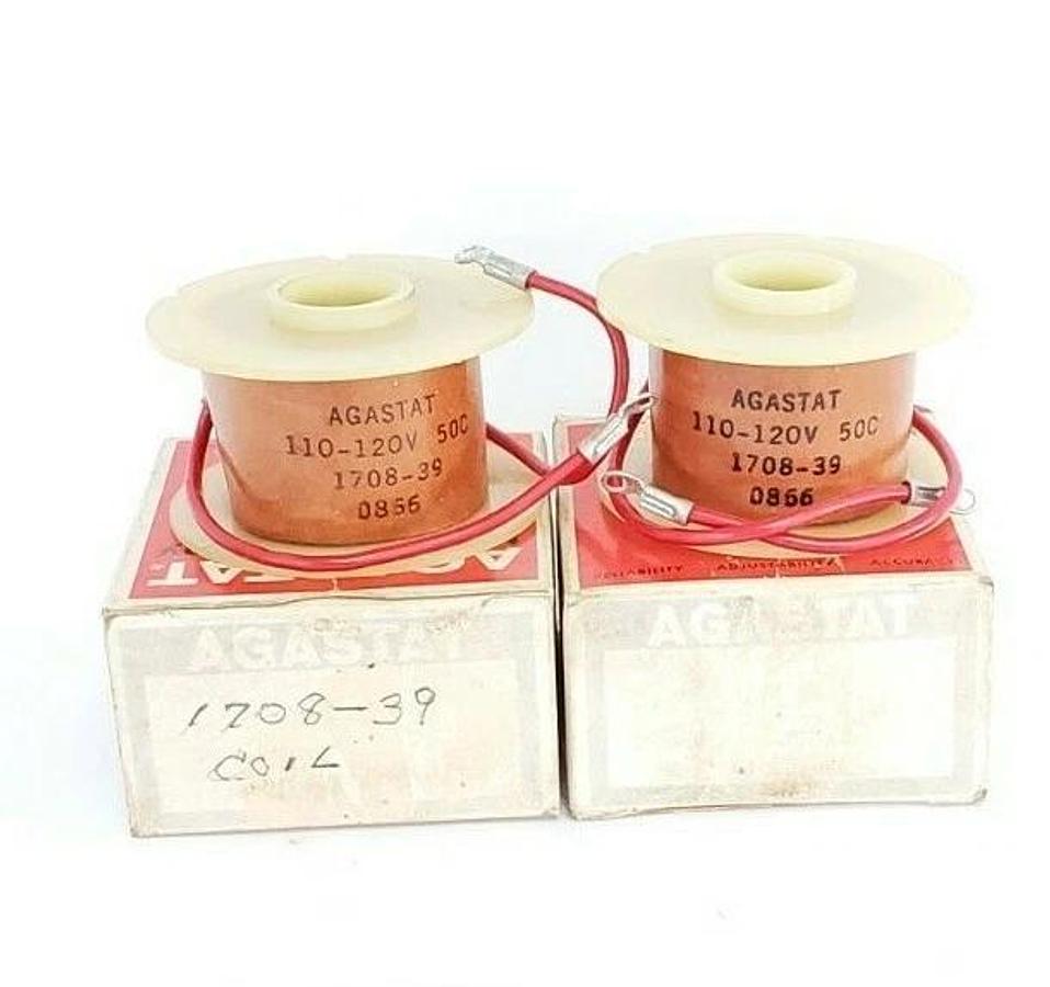 LOT OF 2 NEW AGASTAT 1708-39 TIME DELAY RELAY COILS, 110-120V, 50C, 170839