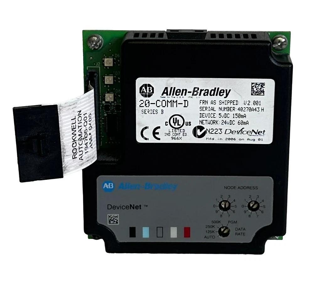 Used ALLEN BRADLEY 20-COMM-D /B PowerFlex DeviceNet ADAPTER 5vDC 150mA 20COMMD