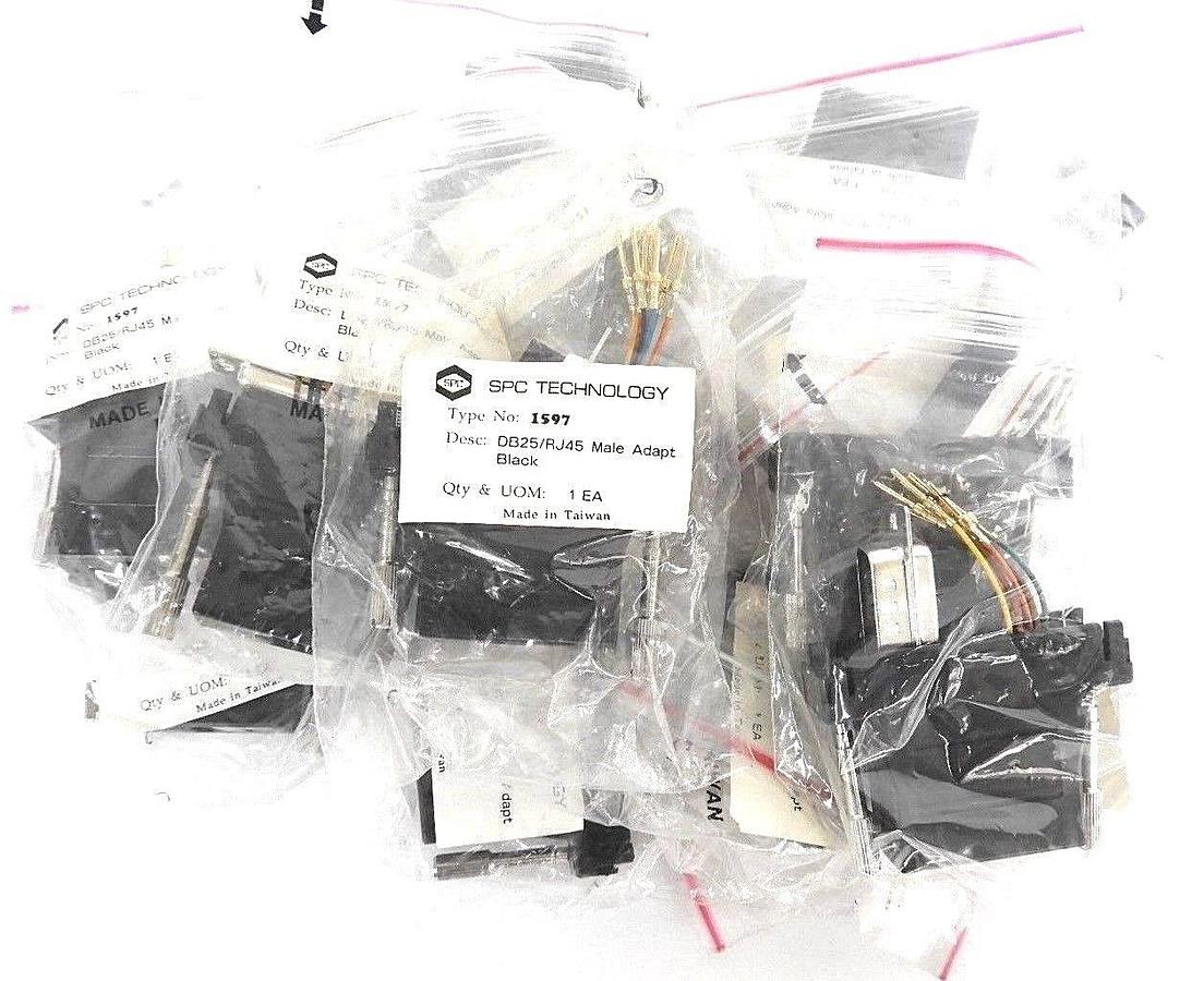 Used LOT OF 14 NEW SPC TECHNOLOGY 1597 DB25/RJ45 MALE ADAPTERS BLACK