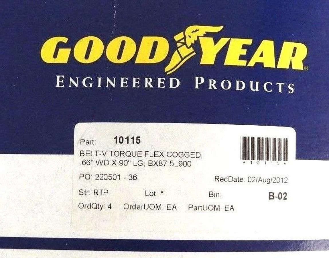 Used LOT OF 2 NEW GOODYEAR BX148 TORQUE-FLEX COGGED V-BELTS 10106