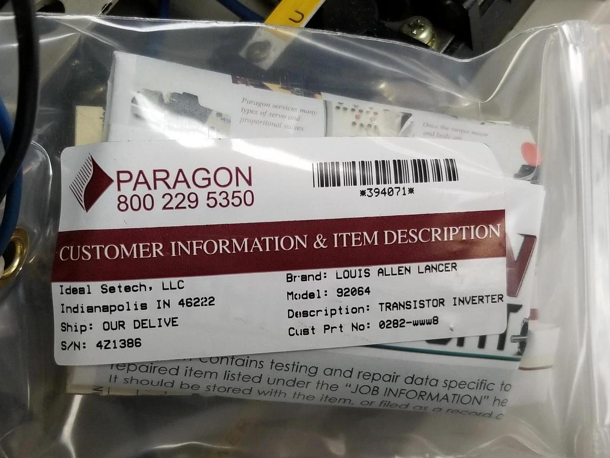 Refurbished LOUIS ALLIS ESP-130 LANCER JR. TRANSISTOR INVERTER DRIVE 92064 10HP REPAIRED