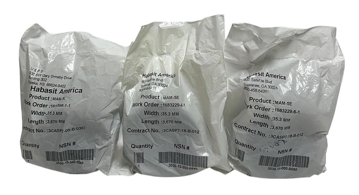 Used 3 HABASIT AMERICA MAM-5E / MAM5E CONVEYOR BELTS W: 35.3mm L: 3,670mm NSFS