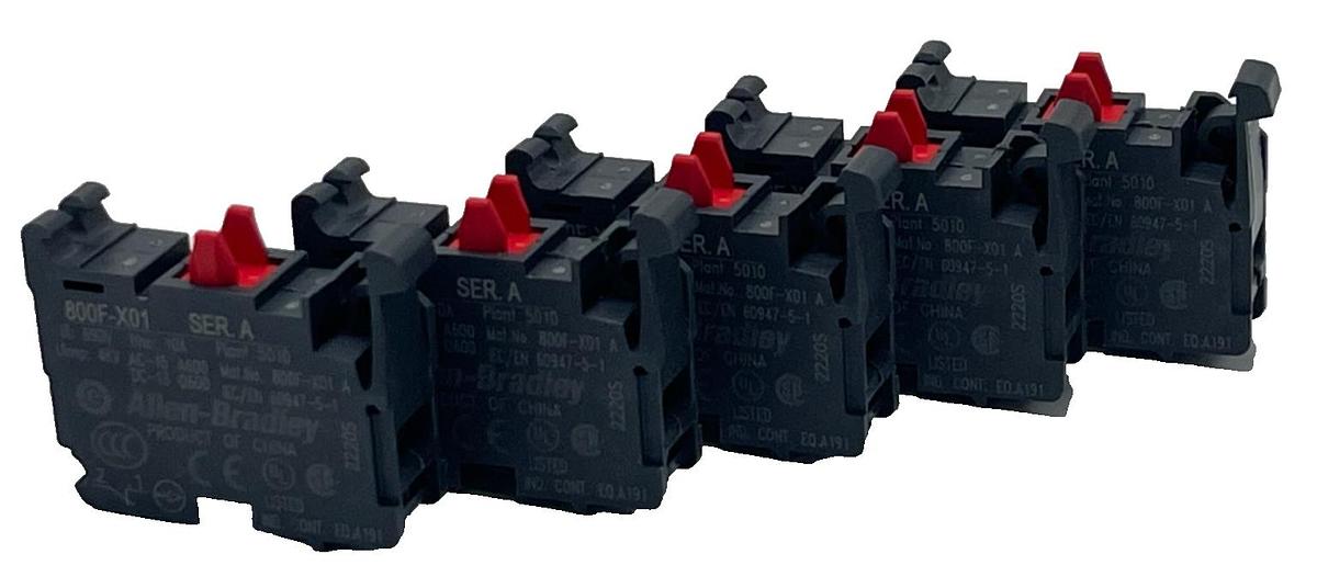 Used LOT OF 5 Allen-Bradley 800F-X01 Ser A Contact Block 22.5mm 1 N.C Screw Terminal