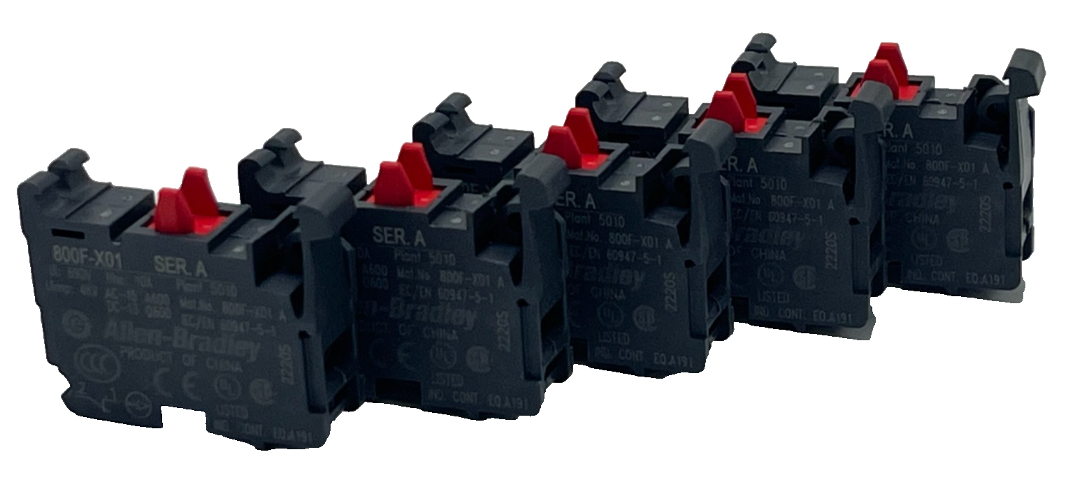 Used LOT OF 5 Allen-Bradley 800F-X01 Ser A Contact Block 22.5mm 1 N.C Screw Terminal