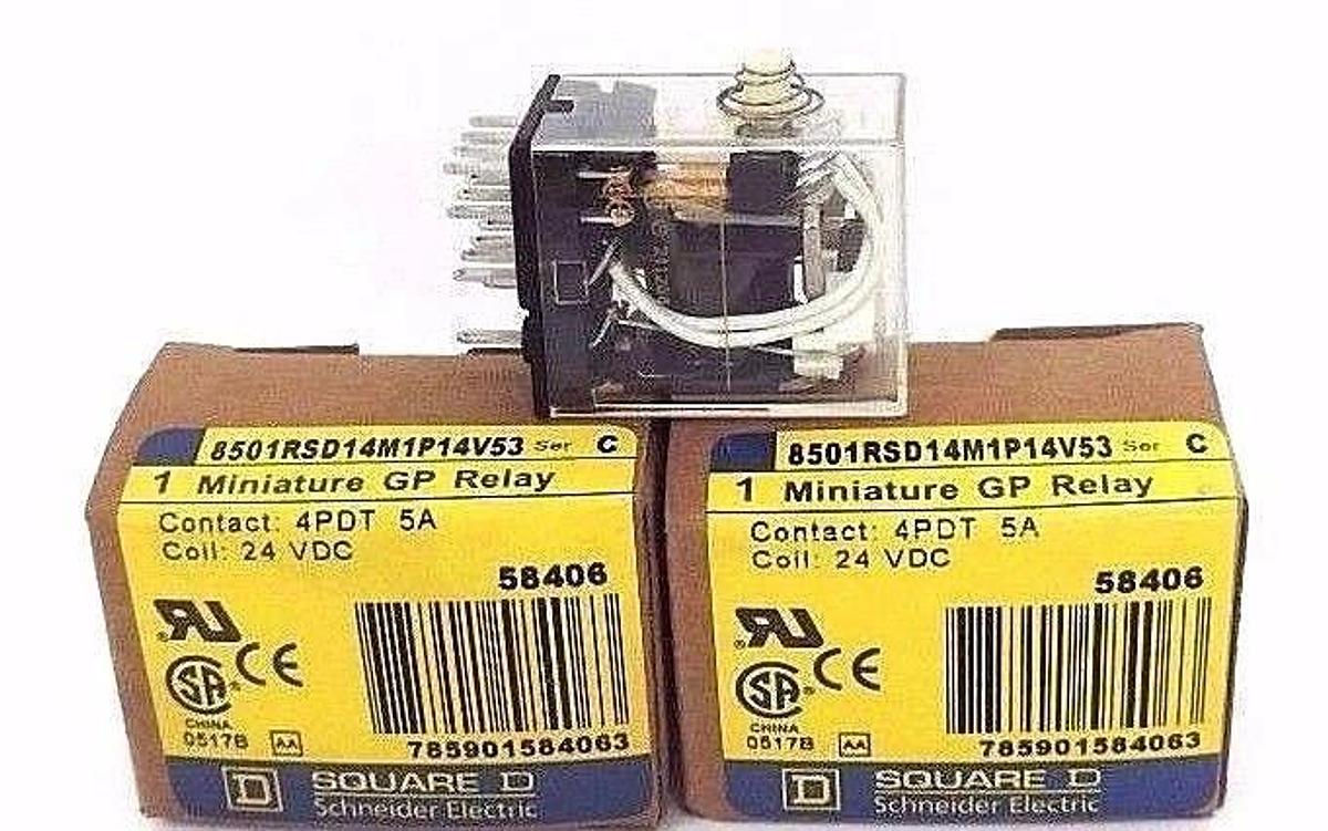 Used LOT OF 2 NIB SQUARE D 8501RSD14M1P14V53 MINIATURE GP RELAYS 24 VDC, SER. C