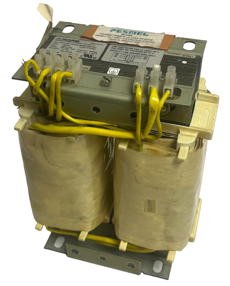 Used NORATEL 66907-901 Isolation Transformer 1500VA 480V In 230V Out 6.5A 50/60Hz