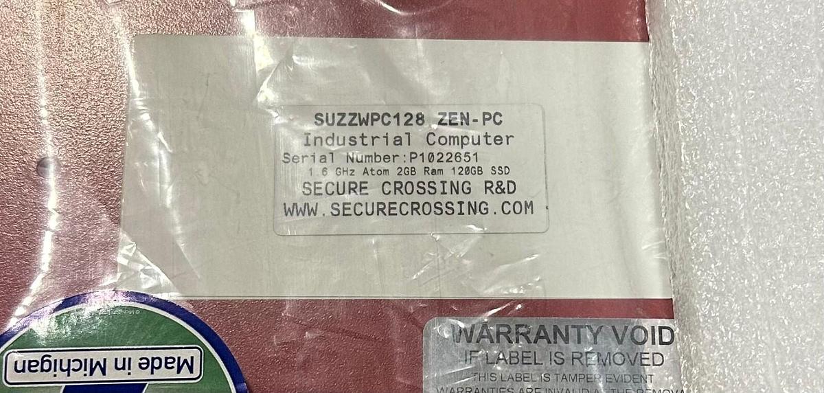 Used NEW SECURE CROSSING SUZZWPC128 ZEN-PC INDUSTRIAL COMPUTER ZENWALL-10 ACM