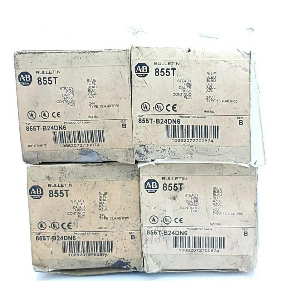 LOT OF 4 NIB ALLEN BRADLEY 855T-B24DN6 BLUE LIGHT STACK MODULES 24V SER. B
