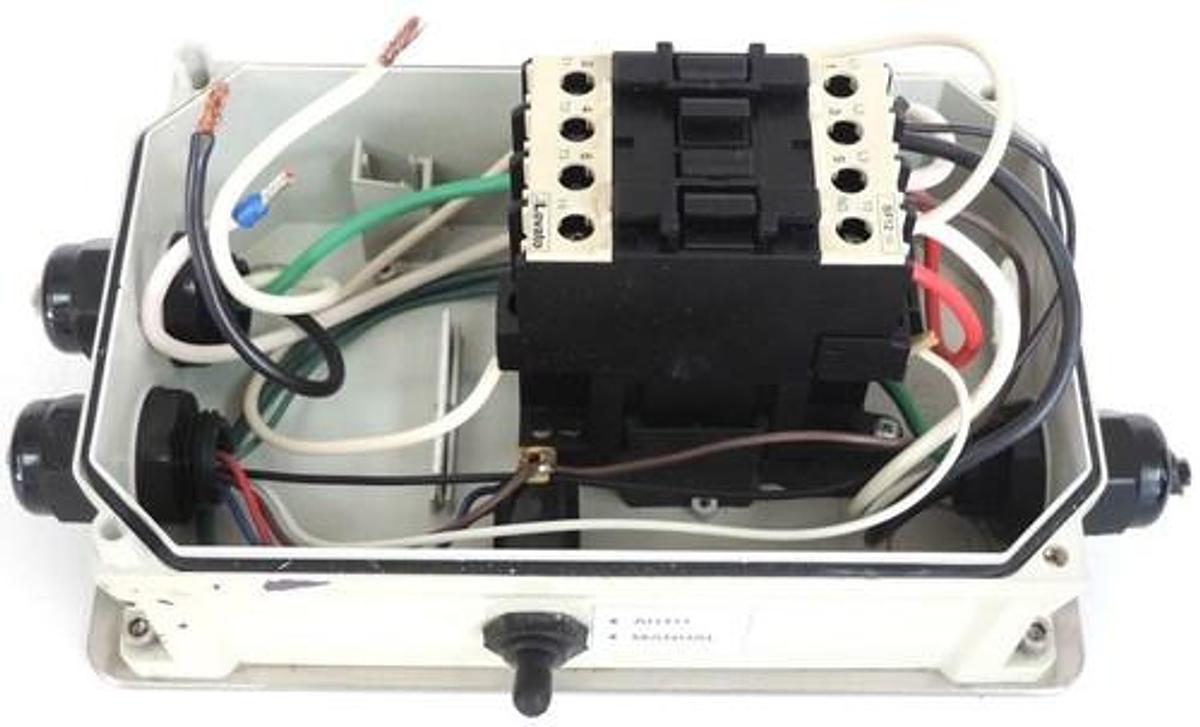 Used LOVATO START / STOP CONTROLLER ENCLOSURE W/ TYPE BF12 CONTACTOR