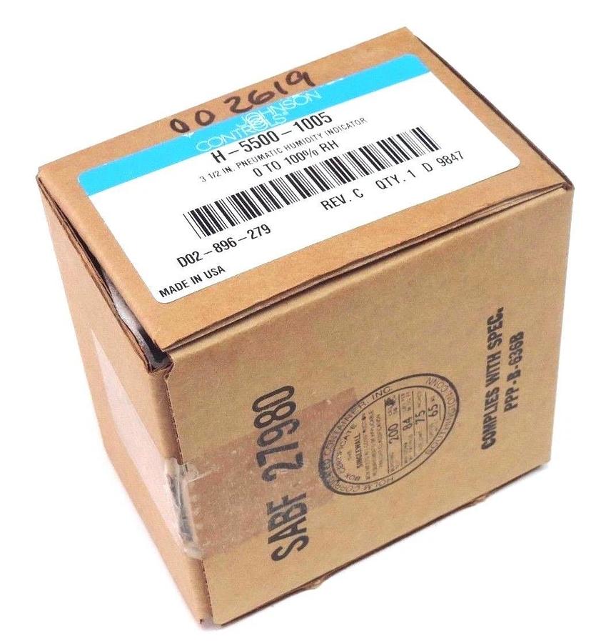Used NIB JOHNSON CONTROLS H-5500-1005 PNEUMATIC HUMIDITY INDICATOR 3-1/2'', 0 TO 100%