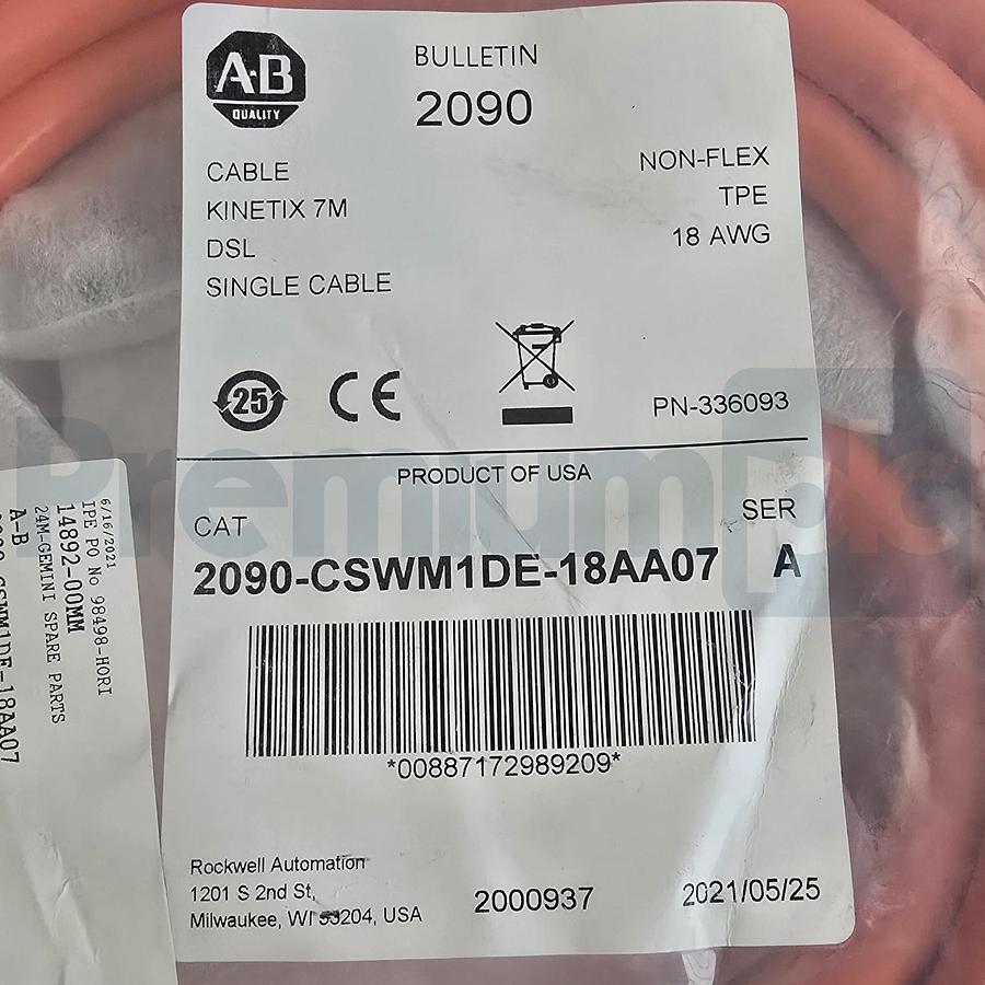 Sealed Pre-Owned Allen Bradley 2090-CSWM1DE-18AA07 /A Kinetix DSL Servo Cable