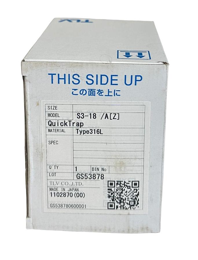 Used NEW TLV S3-18/A(Z) / S318AZ QuickTrap TYPE 316L STEAM TRAP 345PSIG 250PSI NSMP