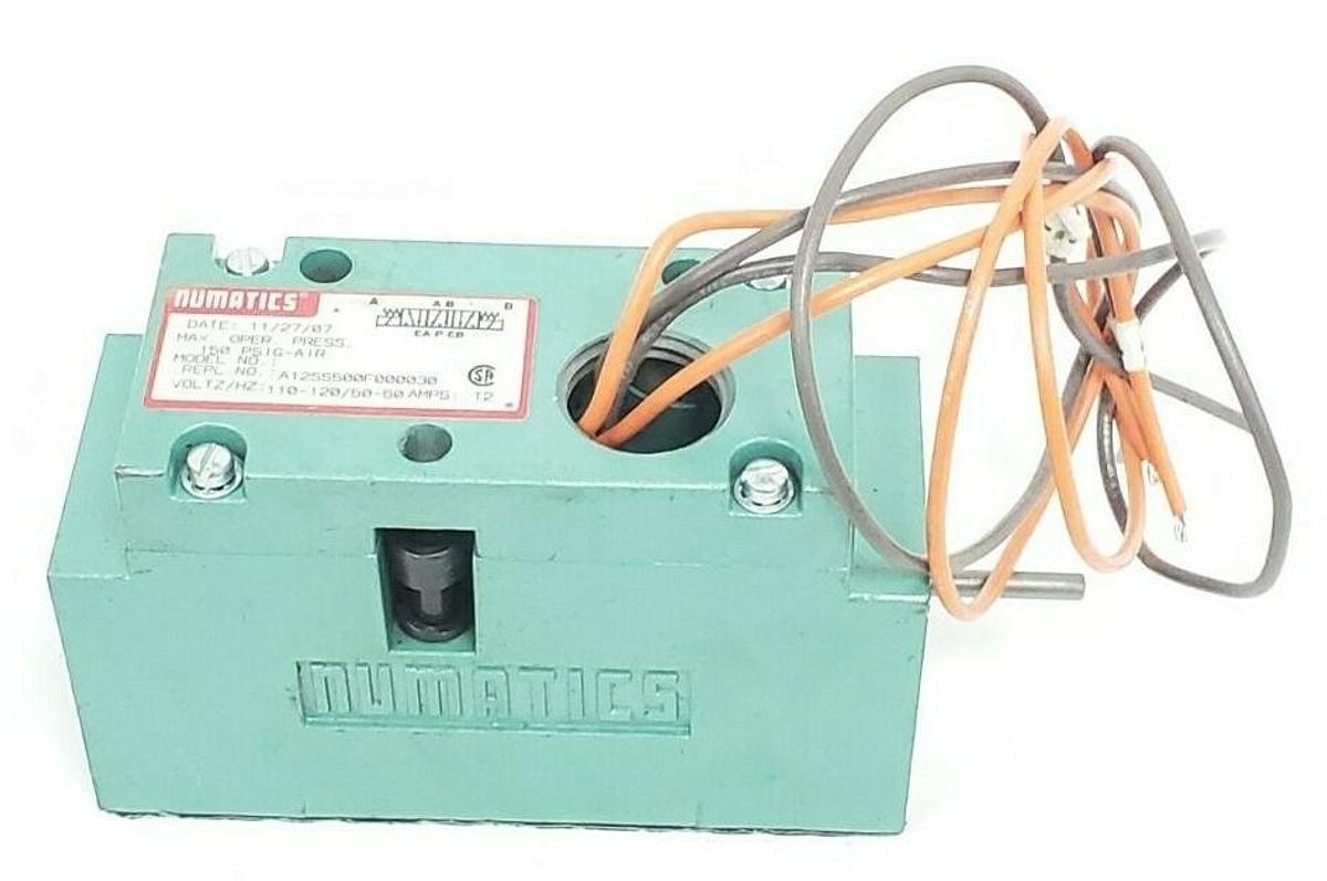 Used NUMATICS A12SS500F000030 SOLENOID VALVE BODY 150 PSIG-AIR 110-120V