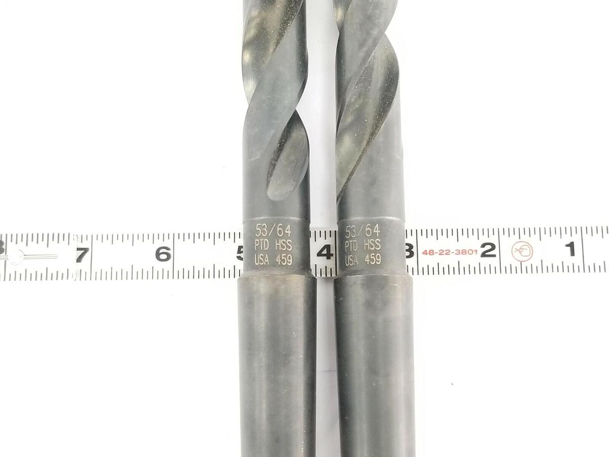 Used LOT OF 2 NEW PTD HSS 53/64 USA 459 TWIST DRILLS
