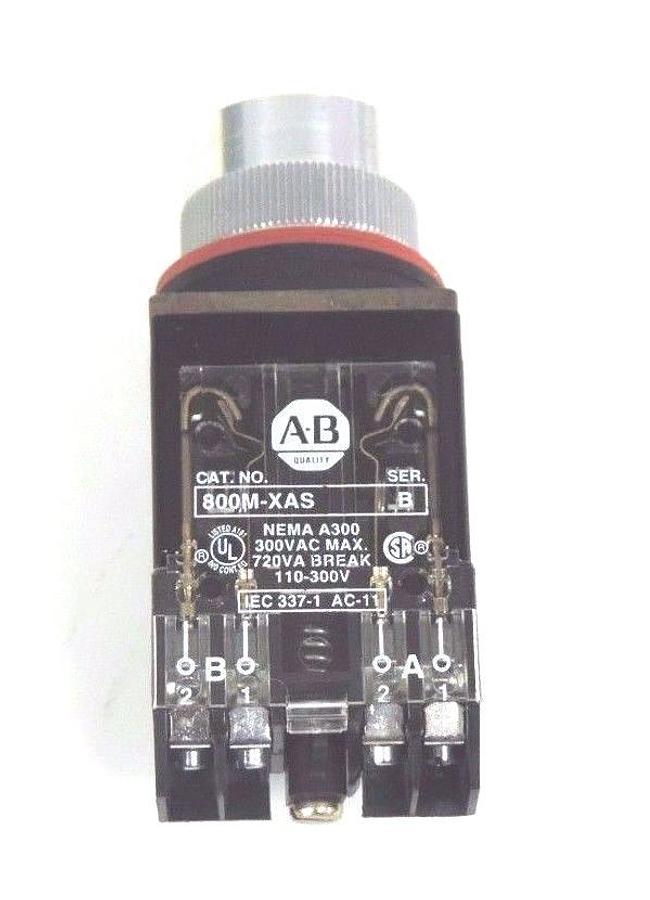 Used NIB ALLEN BRADLEY 800MR-A2AS SER. C SMALL ROUND PUSH BUTTON BLACK, 800MRA2AS