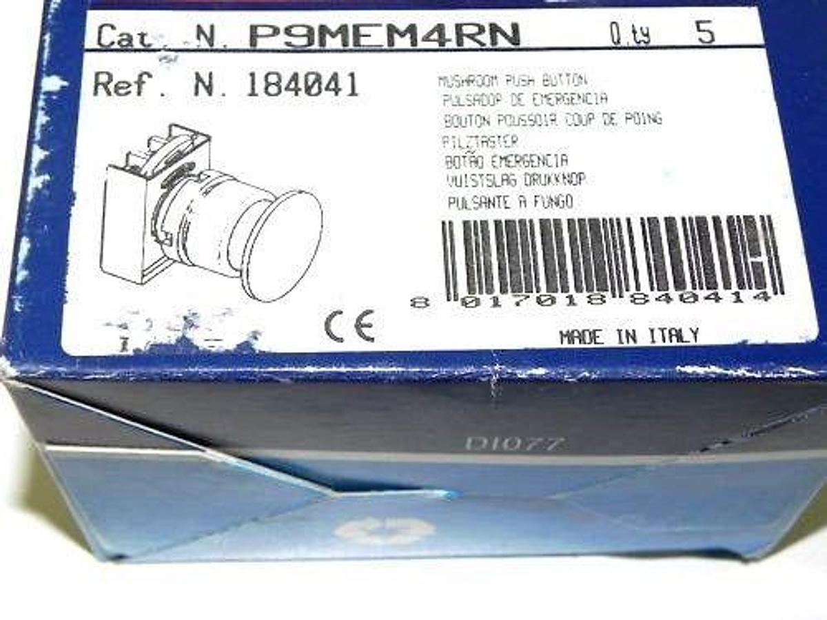 5 NIB GENERAL ELECTRIC P9MEM4RN MUSHROOM PUSH BUTTONS