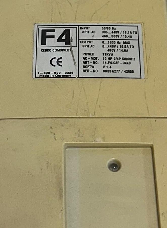 Used KEB 14.F4.C3E-3440 / 14F4C3E3440 KEBCO F4 COMBIVERT AC DRIVE 10HP 2/4P REPAIRED