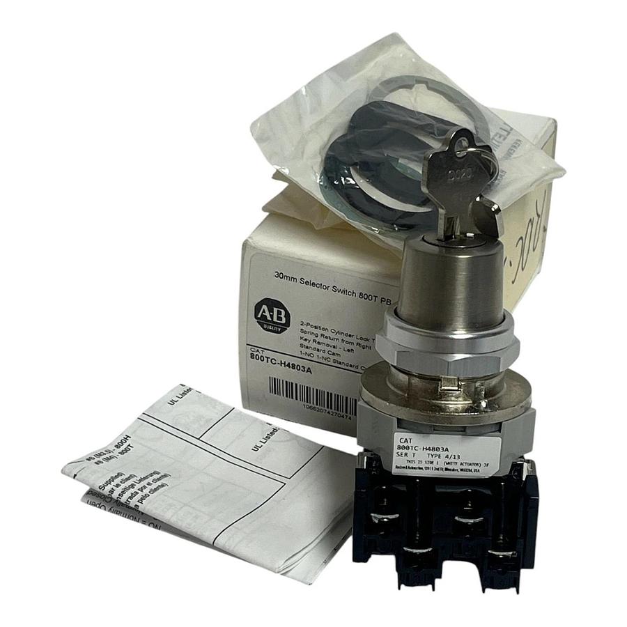 Allen-Bradley 800TC-H4803A 30mm 2-Position Keyed Selector Switch - New In Box