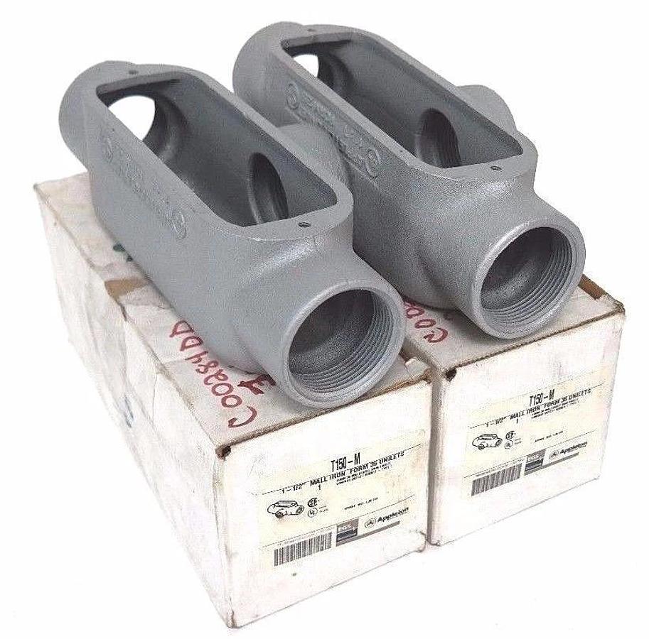 Used LOT OF 2 NIB APPLETON T150-M 1-1/2" FORM 35 UNILETS TYPE T CONDUIT BODIES