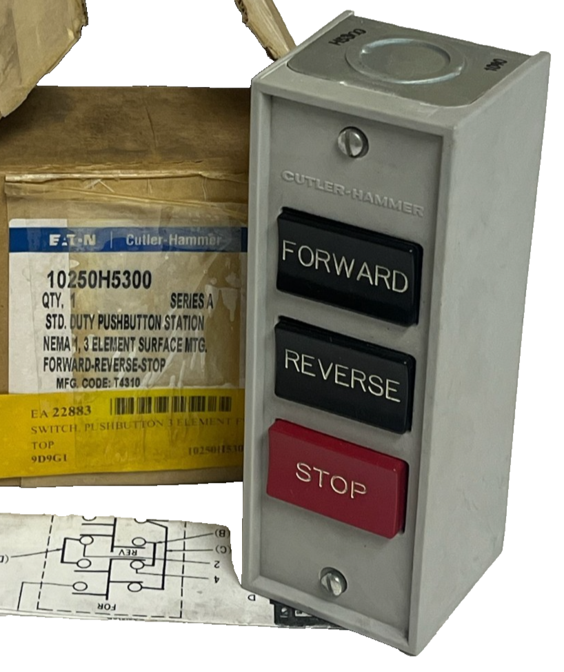Used Eaton 10250H5300 Heavy-Duty Pushbutton Station | Forward / Reverse / Stop | NEMA