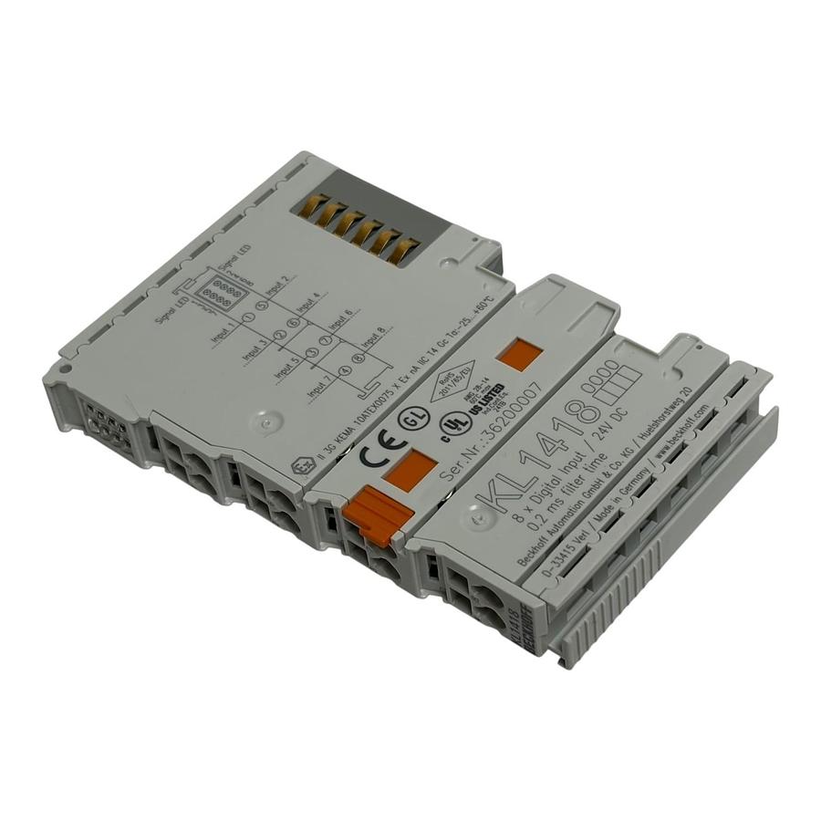 Used Beckhoff KL1418 Digital Input Module 8 Channel 24VDC 0.2ms Bus Terminal New