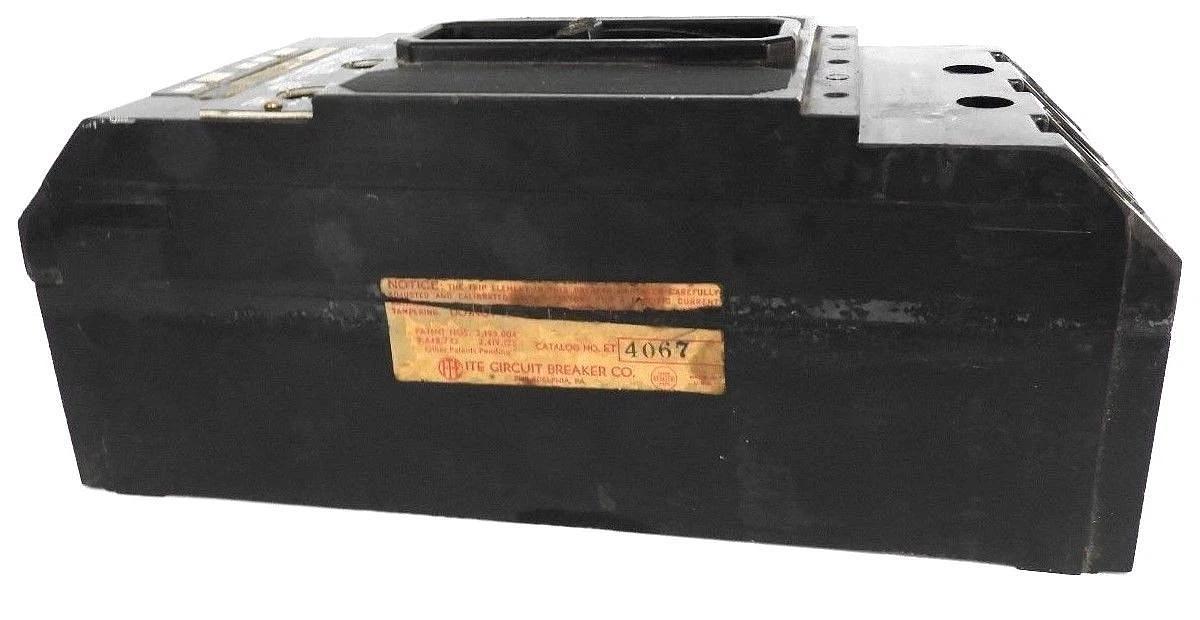 Used ITE SIEMENS ET4067 CIRCUIT BREAKER 100AMP, 3POLE, 600VAC W/MAG TRIP