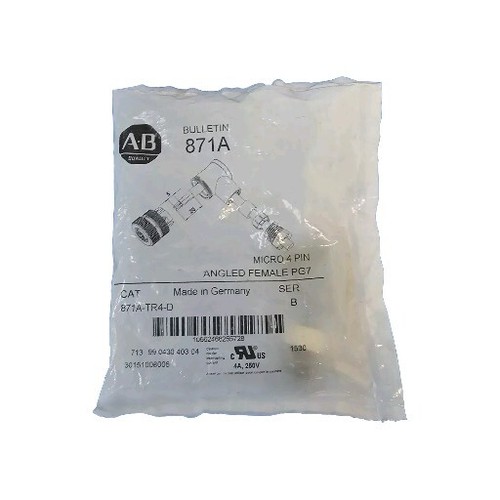 NEW ALLEN BRADLEY 871A-TR4-D ANGLED FEMALE PG7 MICRO 4-PIN SER. B