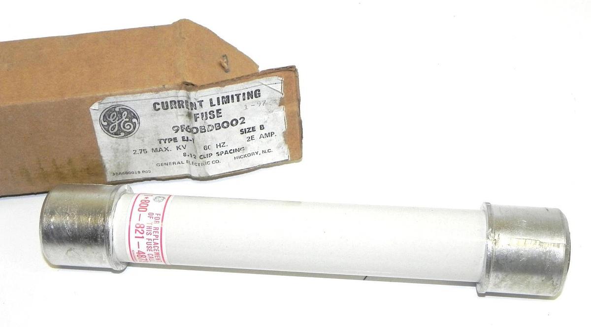 Used NIB GENERAL ELECTRIC 9F60BDB002 CURRENT LIMITING FUSE TYPE EJ-1 SIZE B