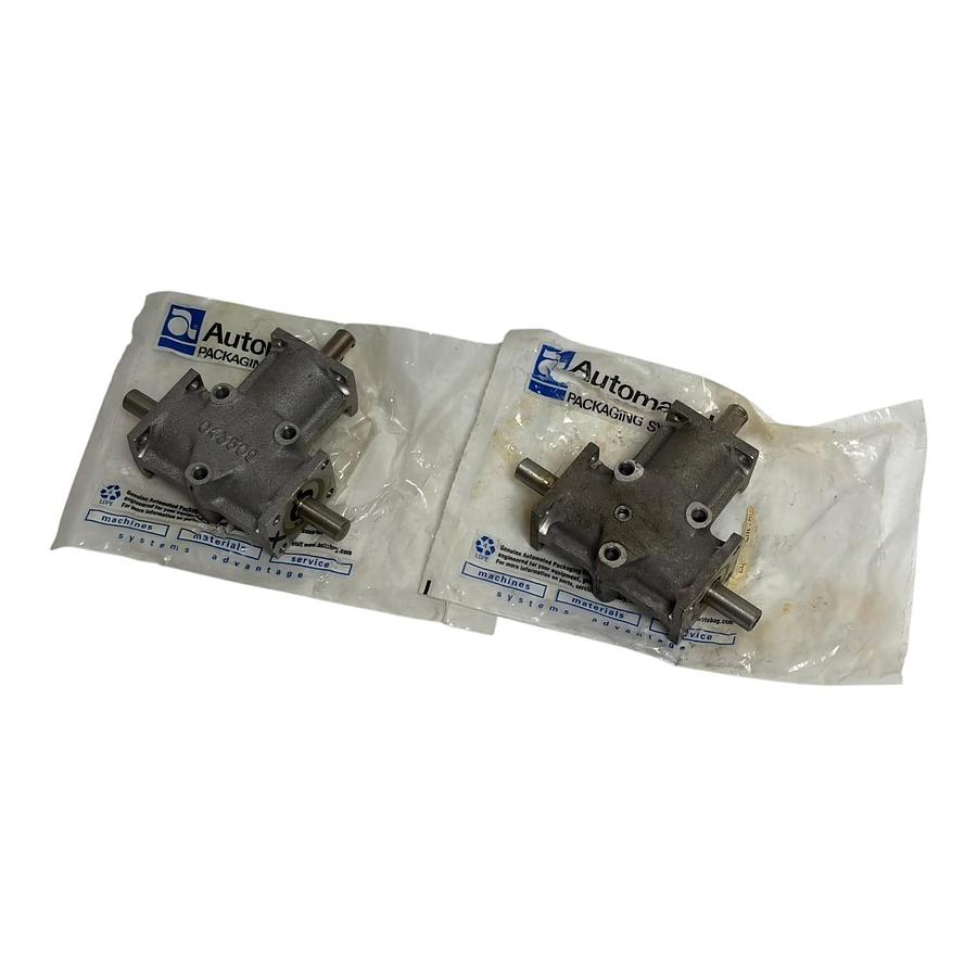Used Lot of 2 Automated Packaging Systems 2-001077 3-Way Mitered Gearbox 2:1 Autobag